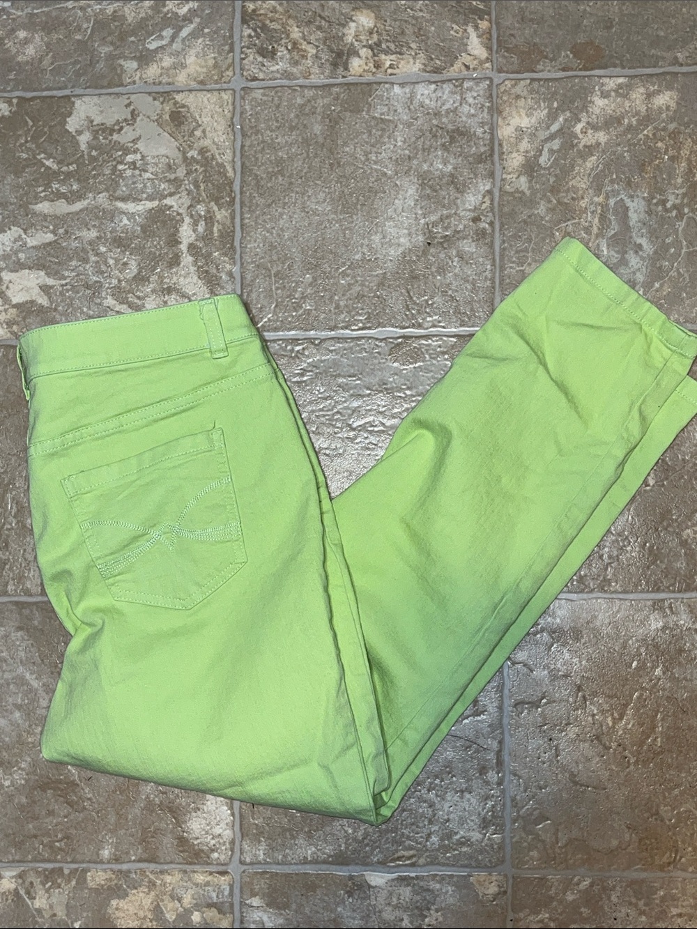 Christopher & Banks Signature Slimming Bright Lime Skinny Jeans